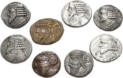 Large Lots ORIENTAL GREEK. Parthia. Lot of eight (8) AR Tetradrachms. Includes: various ruler. lot also includes a tetradrachm of the Kings of Elymais. Fine to VF. LOT SOLD AS IS, NO RETURNS. Eight (8
