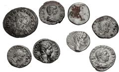 Large Lots ROMAN. Republican-Imperial. Lot of eight (8) mostly AR Denarii. Includes: REPUBLIC: Mark Antony. AR Denarius // IMPERIAL: Septimius Severus. AR Denarius // Julia Domna. AR Denarius // Geta.