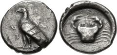Greek SICILY, Akragas. Circa 480/78-470 BC. AR Didrachm (19.5mm, 6.33 g, 7h). Sea eagle standing left / Crab within incuse circle. Westermark, Coinage, Period I, Group IV, 246 (O84/R167); HGC 2, 97. T