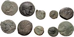 Large Lots GREEK. Magna Graecia & Sicily. Lot of ten (10) bronze issues. Includes: LUCANIA, Velia // SICILY, Akragas (2) // Kamarina // Syracuse (6). A good offering of Syracusan denominations. Fine t