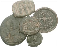 BYZANTINE. Miscellaneous Æ. Includes: Justinian I. Decanummium. Antioch. RY 36 // Heraclius. Follis. Nicomedia. RY 17 // Heraclius. 12 Nummia. Alexandria // Anonymous. Follis (2). Good Fine to VF cond