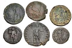 Large Lots ROMAN. Imperial. Lot of six (6) bronze issues. Includes: Valentinian I // Valens // Procopius // Gratian // Aelia Flaccilla // Arcadius. Average VF. LOT SOLD AS IS, NO RETURNS. Six (6) coin