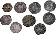 Large Lots EARLY MEDIEVAL. Crusaders. Lot of nine (9) silver and bronze issues of Antioch. Includes: Bohemond III. AR Denier (4) // Bohemond IV. AR Denier // Raymond Roupen. AR Denier // Bohemond IV-V