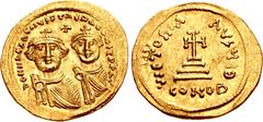 Merani Collection – Byzantine Heraclius, with Heraclius Constantine. 610-641. AV Solidus (22mm, 4.46 g, 6h). Constantinople mint, 10th officina. Struck circa 626-629. Crowned and draped facing busts o