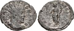 Roman Imperial Marius. Romano-Gallic Emperor, AD 269. Antoninianus (20.5mm, 2.81 g, 12h). Treveri (Trier) mint. 2nd emission, circa mid AD 269. Radiate, draped, and cuirassed bust right / Felicitas st