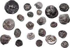 Large Lots GREEK. Miscellaneous. Lot of sixty-five (65) silver fractions. Includes: various denominations, cities, and issues. Lot also includes an Ottoman AR Akce. Fair to Good Fine, porosity, some c