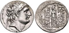 Greek SELEUKID EMPIRE. Antiochos VII Euergetes (Sidetes). 138-129 BC. AR Tetradrachm (30mm, 16.76 g, 1h). Antioch on the Orontes mint. Diademed head right / Athena Nikephoros standing left, resting ha