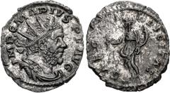 Roman Imperial Marius. Romano-Gallic Emperor, AD 269. Antoninianus (18mm, 1.74 g, 6h). Treveri (Trier) mint. 2nd emission, circa mid AD 269. Radiate, draped, and cuirassed bust right / Felicitas stand