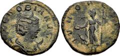 Roman Imperial Zenobia. Usurper, AD 268-272. Antoninianus (20mm, 3.64 g, 5h). Antioch mint, 8th officina. 2nd emission, March-May AD 272. [S] ZЄNOBIA AVG, draped bust right, wearing stephane, set on c