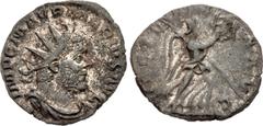 Roman Imperial Marius. Romano-Gallic Emperor, AD 269. Antoninianus (19mm, 2.47 g, 2h). Colonia Agrippinensis (Cologne) mint. 1st emission, mid AD 269. Radiate, draped, and cuirassed bust right / Victo