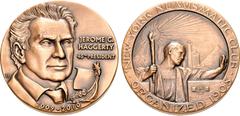 United States Medals Set of two (2) New York Numismatic Club Presidential Medals in Fine Silver (38mm, 44.16g, 12h) and Bronze (38mm, 43.38g, 12h). . JEROME C./ HAGGERTY/ 45TH PRESIDENT in three lines