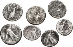 Large Lots GREEK. Levant & the Near East. Lot of seven (7) Seleukid silver issues. Includes: AR Tetradrachms: Demetrios II // Philip Philadelphos (3) // AR Didrachms: Demetrios II (2) // Antiochos VII