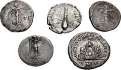 Large Lots ROMAN. Provincial. Lot of five (5) silver issues of Caesarea in Cappadoccia. Includes: Trajan. AR Hemidrachm // Hadrian. AR Hemidrachm (3) // Julia Domna. AR Drachm. Near VF to VF, some por