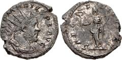 Roman Imperial Marius. Romano-Gallic Emperor, AD 269. Antoninianus (19mm, 2.96 g, 12h). Treveri (Trier) mint. 2nd emission, circa mid AD 269. Radiate, draped, and cuirassed bust right / Felicitas stan
