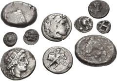 Large Lots GREEK. Miscellaneous. Lot of twenty-four (24) silver issues. Includes: various types, cities, and denominations from small fractions to tetradrachms. Lot also includes one (1) small Central
