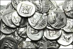 GREEK. Islands off Asia Minor. AR of Rhodos, Rhodes. All coins: AR Drachm. ‘Plinthophoric’ coinage. Radiate head of Helios right / Rose with bud to right. Includes various magistrates. Fine to EF cond