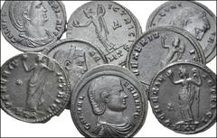 ROMAN. Imperial. Æ Folles of 4th century AD. All coins: Galeria Valeria. Diademed bust right, either simply draped (13) or wearing embroidered robes and pearl necklace (2) / Venus standing left, holdi