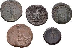 Large Lots MIXED. Greek–Roman Provincial. Lot of five (5) silver and bronze issues. Includes: GREEK: Seleukid. Seleukos I. Æ // ROMAN PROVINCIAL: Moesia Inferior, Marcianopolis. Elagabalus, with Julia