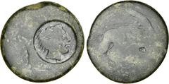 Greek SICILY, Akragas. Circa 425/0-410/06 BC. Æ Hemilitron (28mm). Eagle standing right on fish / Crab holding serpent in left claw; six pellets (mark of value) around, octopus and conch shell below; 