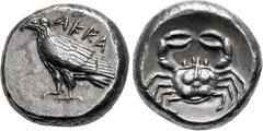 Greek SICILY, Akragas. Circa 495-485 BC. AR Didrachm (16.5mm, 7.75 g, 11h). Sea eagle standing left / Crab within incuse circle. Westermark, Coinage, Period I, Group II, 141 (O57/R87); HGC 2, 93; SNG 