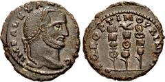Roman Imperial Alexander of Carthage. Usurper, AD 308-310. Æ Follis (21mm, 5.42 g, 5h). Carthago (Carthage) mint. 2nd bronze issue, spring-summer AD 310. IMP ALEXAND[ER P F A]VG, laureate head right /