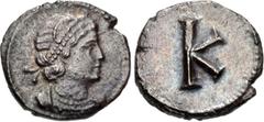 Roman Imperial Commemorative Series. AD 326-330. AR Third Siliqua (11mm, 0.88 g, 6h). Constantinople mint. Struck under Constantine I, circa AD 330. Diademed and draped bust of Constantinopolis right,
