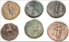 Further Selections from the Archytas Collection INDIA, Kushan Empire. Kanishka I and Huvishka. Circa AD 127-190. Group of six (6) CU Tetradrachms. Group includes the following rulers and types: Kanish