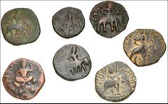 Further Selections from the Archytas Collection INDIA, Kushan Empire. Huvishka. Circa AD 151-190. Group of seven (7) CU Tetradrachms. Group includes the following denominations and types: CU Tetradrac