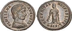 Roman Imperial Helena. Augusta, AD 324-328/30. Æ Follis (20.5mm, 3.29 g, 6h). Siscia mint, 1st officina. Struck under Constantine I, AD 325. Pearl-diademed and mantled bust right, wearing necklace / S