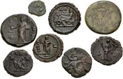 Large Lots ROMAN. Provincial. Lot of eight (8) billon, potin, bronze issues of Egypt, Alexandria. Includes: Claudius. Æ Diobol // Vespasian. BI Tetradrachm // Hadrian. Æ Dichalkon // Antoninus Pius. Æ
