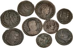 Large Lots ROMAN. Imperial. Lot of eighteen (18) Æ Folles. Includes: Licinius I // Licinius II // Constantine I (9) // Crispus (2) // Constantine II (4) // Constantius II. Fine to Good VF. LOT SOLD AS