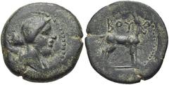LYCIA, Bubon. 2nd-1st centuries BC. Æ 18mm (4.29 g, 12h). Draped bust of Artemis right, quiver over shoulder / Stag standing right. SNG Copenhagen 55 var. (bee below stag); SNG von Aulock 4286 var. (d