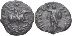 CELTIC, Britain. Trinovantes & Catuvellauni . Cunobelin. Circa AD 10-43. Æ 15mm (1.69 g, 9h). Warrior type. Struck circa AD 20-43. [C]VNOB, horseman advancing right, holding sword and shield / TASCIIO