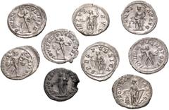 Large Lots ROMAN. Imperial. Lot of nine (9) AR Denarii of Severus Alexander and Julia Mamaea. Includes: Severus Alexander (8) // Julia Mamaea. Average Good VF. LOT SOLD AS IS, NO RETURNS. Nine (9) coi