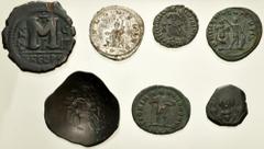 Large Lots MIXED. Roman Imperial–Byzantine. Lot of seven (7) mostly bronze issues. Includes: ROMAN IMPERIAL: Salonina. Antoninianus // Valerian II. Antoninianus // Valentinian I. Æ // Arcadius. Æ // B