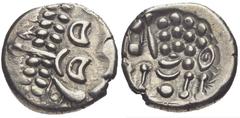 CELTIC, Britain. Durotriges. Uninscribed. Circa 65 BC-AD 45. AR Stater (18mm, 5.37 g, 1h). Durotrigan E, Abstract (Cranborne Chase) type. Devolved head of Apollo right / Disjointed horse left; pellets
