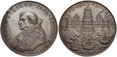ITALY, Papal Medals. Julius II (Giuliano Della Rovere). 1503-1513. Æ Medal (39mm, 39.94 g, 12h). IVLIVS · LIGVR · PAPA · SECONDV-S, bust left, wearing zucchetto and mantum / PORTVS · CENTVM · CELLÆ ·,