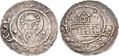 World GERMANY, Münster (Bishophric). temp. Otto I von Oldenburg(?). 1203-1218. AR Pfennig (20mm, 1.19 g, 11h). Nimbate bust of St. Paul facing; two stars flanking / Church façade. Grierson, Coins of M