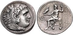 Greek KINGS of MACEDON. Demetrios I Poliorketes. 306-283 BC. AR Tetradrachm (28.5mm, 16.95 g, 12h). In the name and types of Alexander III. Miletos mint. Struck circa 295/4 BC. Head of Herakles right,