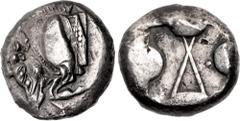 Greek DYNASTS of LYCIA. Uncertain dynast. Circa 500-470/60 BC. AR Stater (19mm, 9.68 g). Forepart of boar left / Incuse square divided by large X, with inward curved protuberances on three sides. Müse