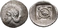 Greek DYNASTS of LYCIA. Kheriga. Circa 440-410 BC. AR Twelfth Stater (11mm, 0.73 g, 2h). Wehñte (Phellos) mint. Head of Aphrodite left / Owl standing left, head facing, in the center of a tetraskeles;