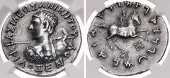 Oriental Greek BAKTRIA, Indo-Greek Kingdom. Philoxenos Aniketos. Circa 125-110 BC. AR Tetradrachm (28mm, 9.57 g, 12h). BAΣIΛEΩΣ ANIKHTOY ΦIΛOΞENOY, diademed heroic bust left, seen from behind, wearing
