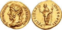 Roman Imperial Marcus Aurelius. AD 161-180. AV Aureus (20mm, 7.28 g, 12h). Rome mint. Struck AD 169. M ΛNTONINVS ΛVG TR P XXIII, laureate, draped, and cuirassed bust left, viewed from behind / FELICIT