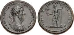 Roman Imperial Commodus. AD 177-192. Æ Medallion (39.5mm, 51.80 g, 12h). Rome mint. Struck AD 184-185. M COMMODVS ANTONI NVS AVG PIVS BRIT, laureate bust right, wearing scale armor cuirass, paludament