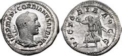 Roman Imperial Gordian II. AD 238. AR Denarius (19mm, 2.99 g, 5h). Rome mint. Struck 1-22 April. IMP M ANT GORDIANVS AFR AVG, laureate, draped and cuirassed bust right / VICTORIA AVGG, Victory advanci