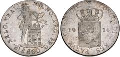 World NETHERLANDS, Trade Coinage. temp. William I. 1815-1840. AR Rijksdaaler – Ducat (40mm, 28.15 g, 12h). Utrecht mint; mm: shield. Dated 1816. Soldier standing right, holding sword and crowned coat-