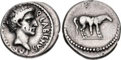 Roman Republican The Republicans. Labienus. Early 40 BC. AR Denarius (17.5mm, 3.64 g, 5h). Uncertain mint in Syria or southeastern Asia Minor. Bare head right; Q • LABIENVS PARTHICVS • IMP around / Ho