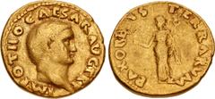 Roman Imperial Otho. AD 69. AV Aureus (19mm, 7.19 g, 6h). Rome mint. Struck 15 January-8 March. IMP OTHO CAESAR AVG TR P, bare head right / PAX ORB IS T ERRARVM, Pax, draped, standing left, holding ol