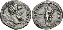Roman Imperial Pertinax. AD 193. AR Denarius (18mm, 2.91 g, 6h). Rome mint. 2nd emission. Laureate head right / Aequitas standing left, holding scales and cornucopia. RIC IV 1a; Lempereur Type 7, 277a