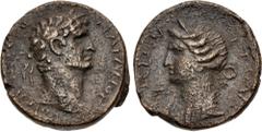 Roman Provincial CILICIA, Rhosus. Trajan. AD 98-117. Æ (25mm, 9.67 g, 1h). Dated CY 139 (AD 98). Laureate head right / Draped bust of goddess left, wearing stephane. SNG BN 2432; RPC III 3403; SNG Lev